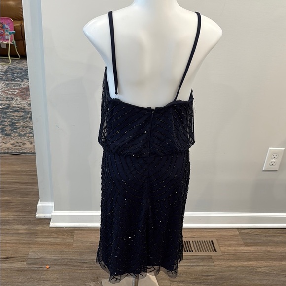 *flawed Adrianna Papell US 4 Navy Beaded Dress - Picture 6 of 11